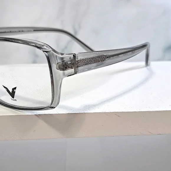 Made USA Rx'able eyeglass frame gray crystal glasses full rim men NEW 58-15-140 - Picture 5 of 5